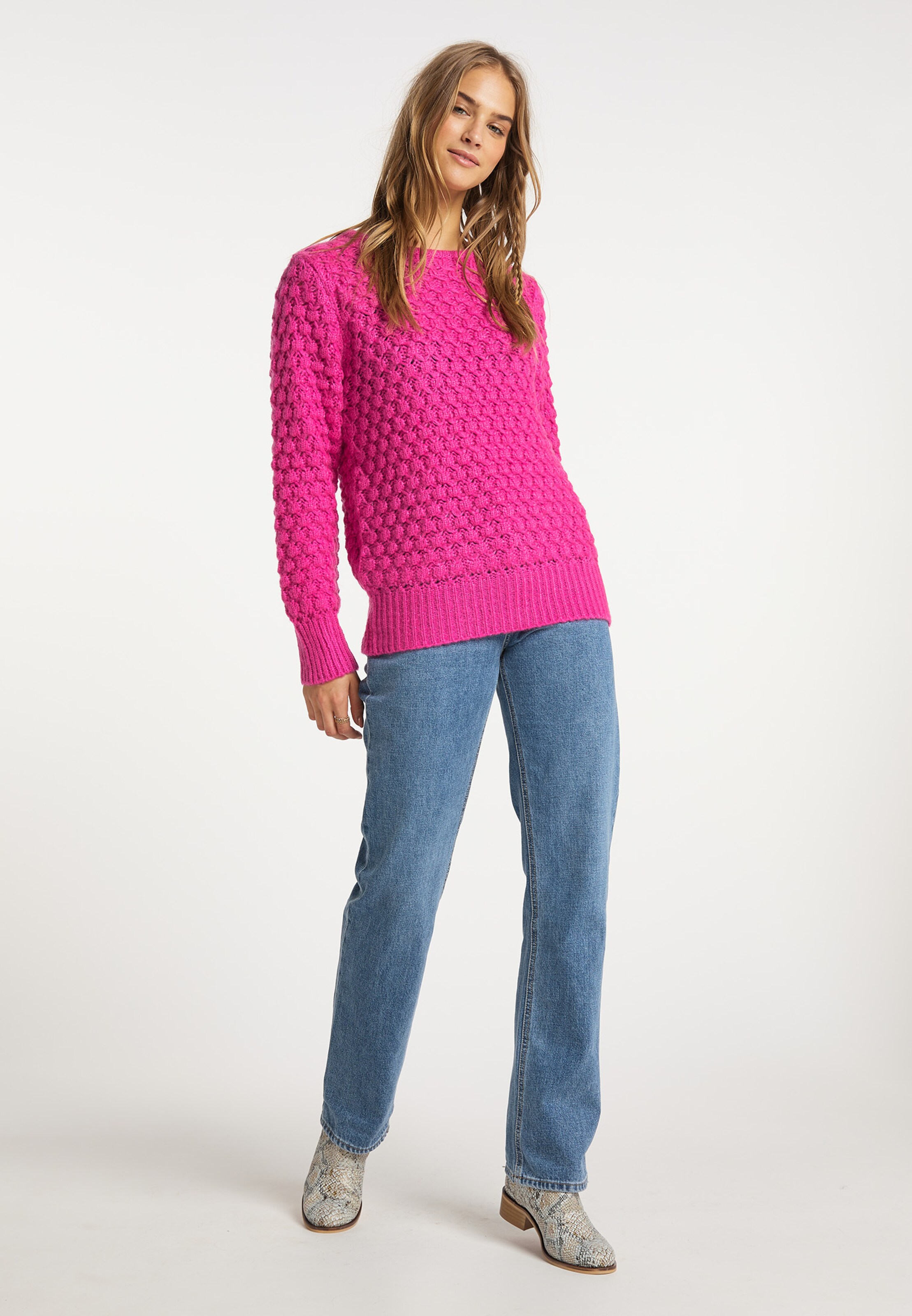 Frauen Große Größen IZIA Pullover in Neonpink - XE00046 Frauen Große Größen IZIA Pullover in Neonpink - XE00046