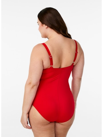 Swim by Zizzi Bustier Strój kąpielowy 'Casdenia' w kolorze czerwony