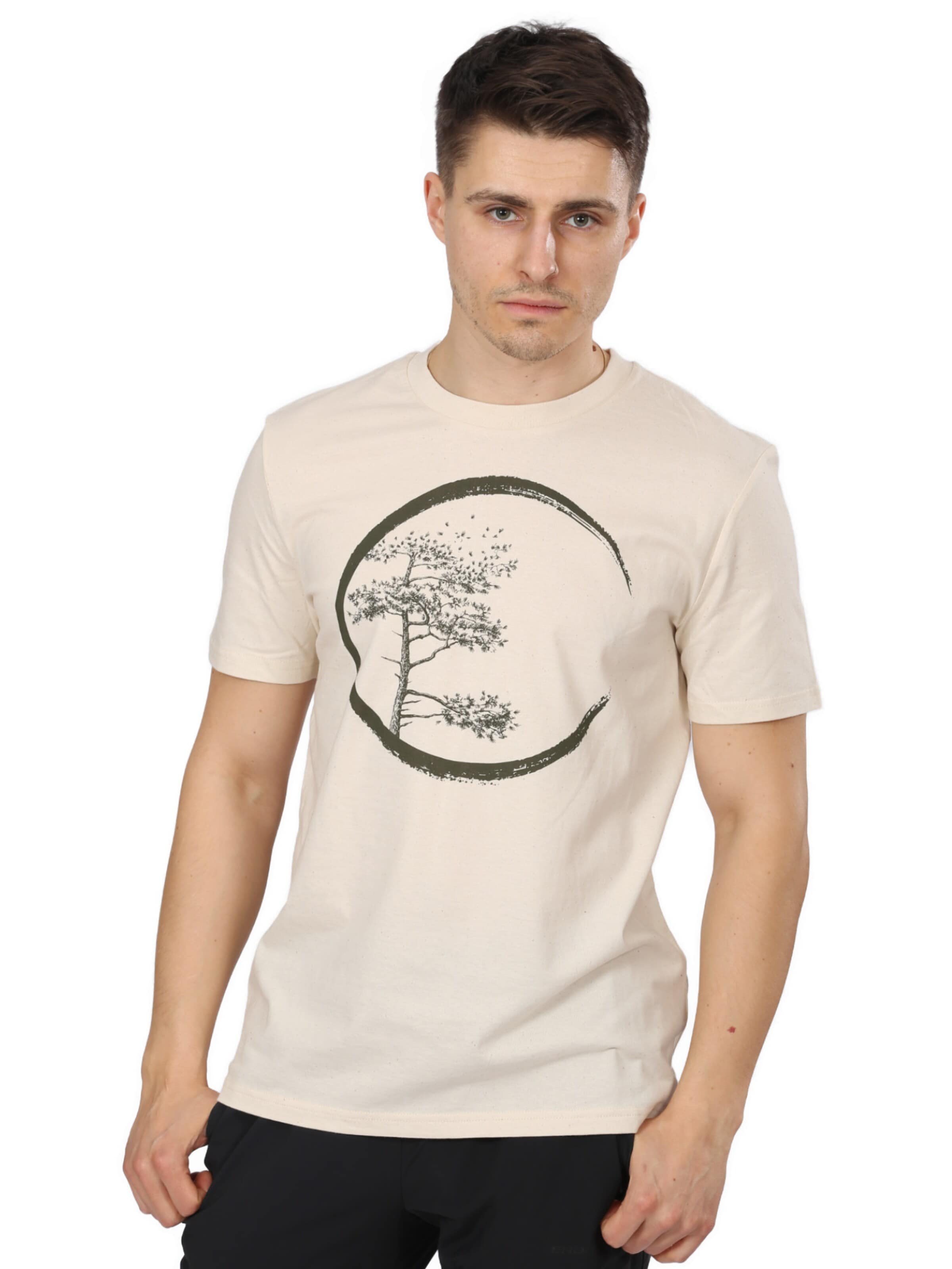 Life-Tree Shirt 'Organic Fairwear Shirt Men Natural Raw Circle' in Weiß: Vorderseite