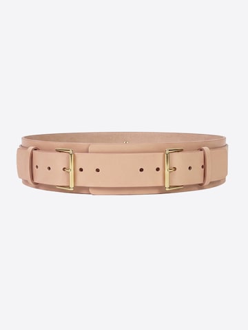 Haute Cuir Riem 'Double Buckle' in Beige: voorkant