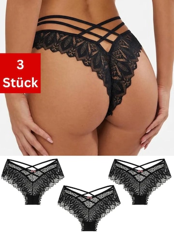 Orchibelle Thong 'Slip (3er-Pack)' in Black: front