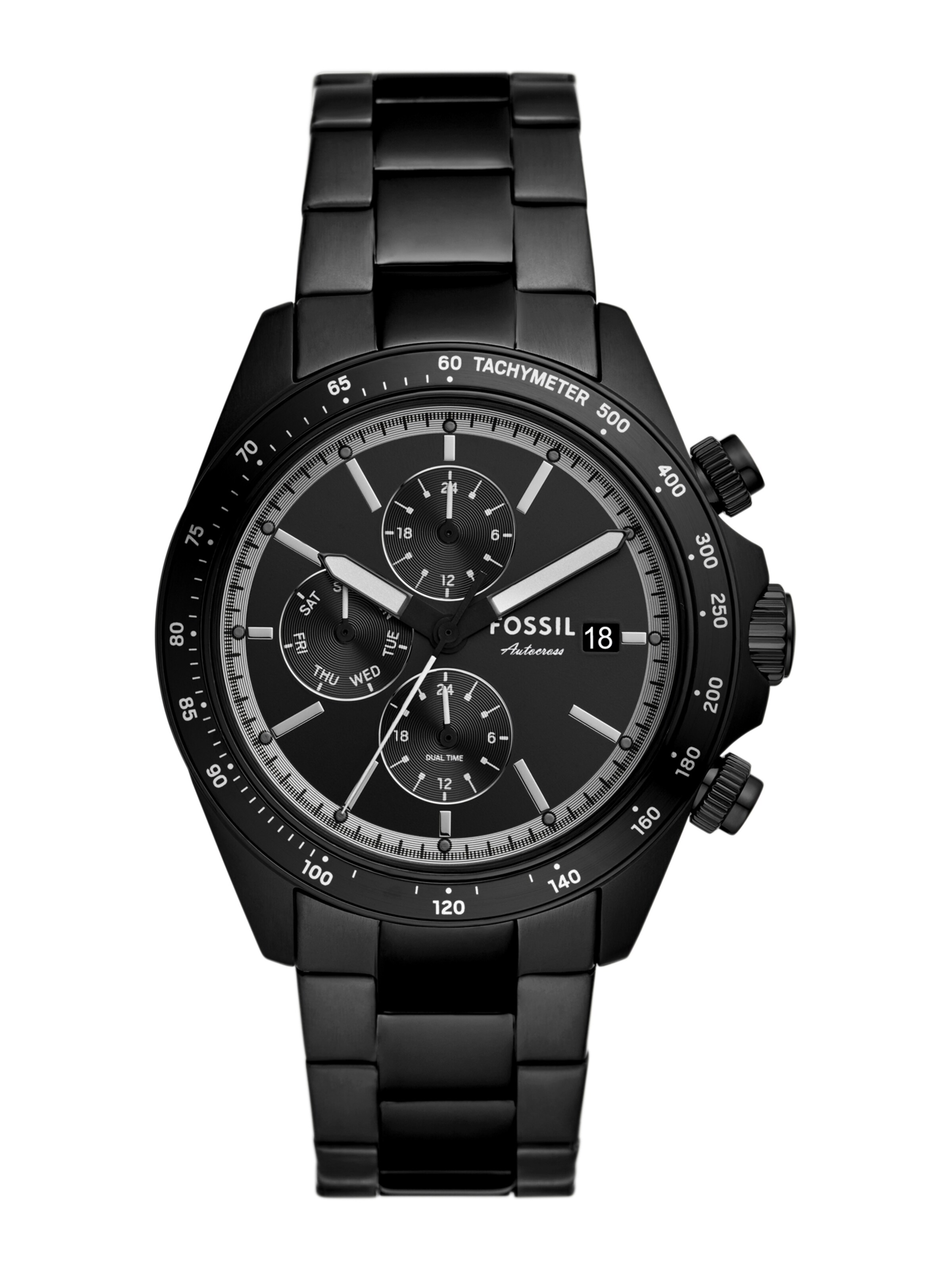 Ceas analogic 'AUTOCROSS' de la FOSSIL pe negru: față