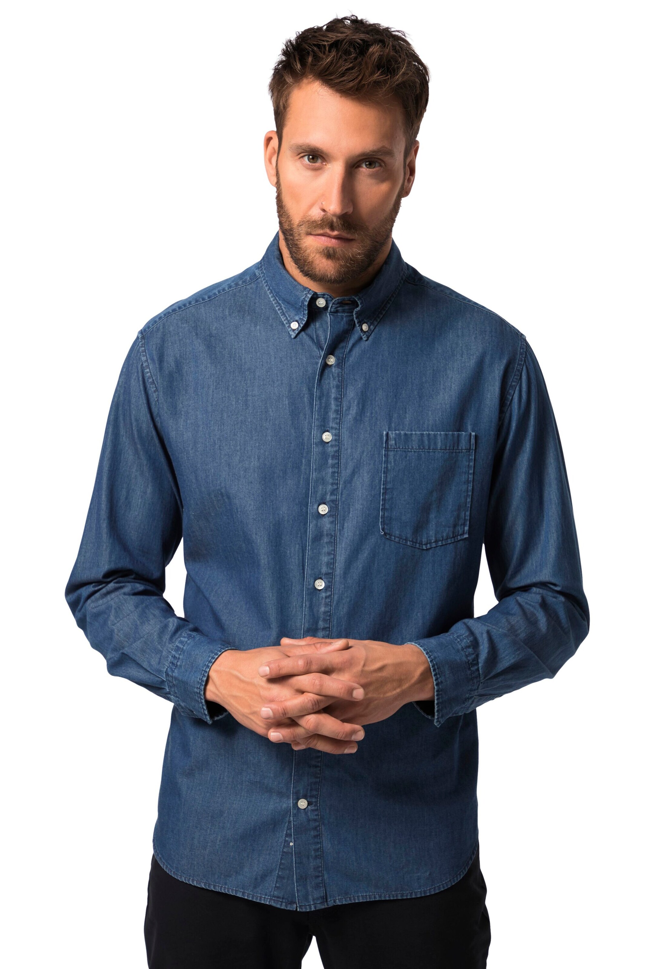 JP1880 Regular Fit Hemd in Blau: Vorderseite