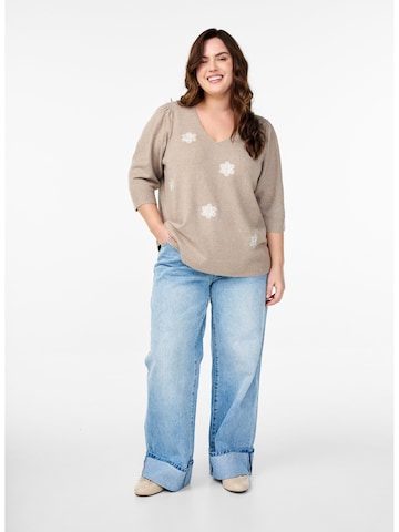 Zizzi Sweater 'MSunny' in Beige