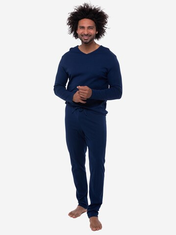 Mey Long Pajamas 'Solid Night' in Blue