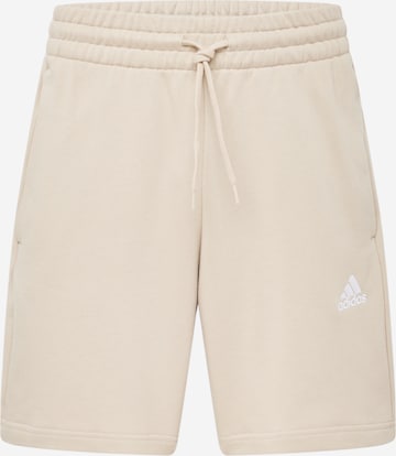 ADIDAS SPORTSWEAR Workout Pants 'Essentials French Terry 3-Stripes' in Beige: front