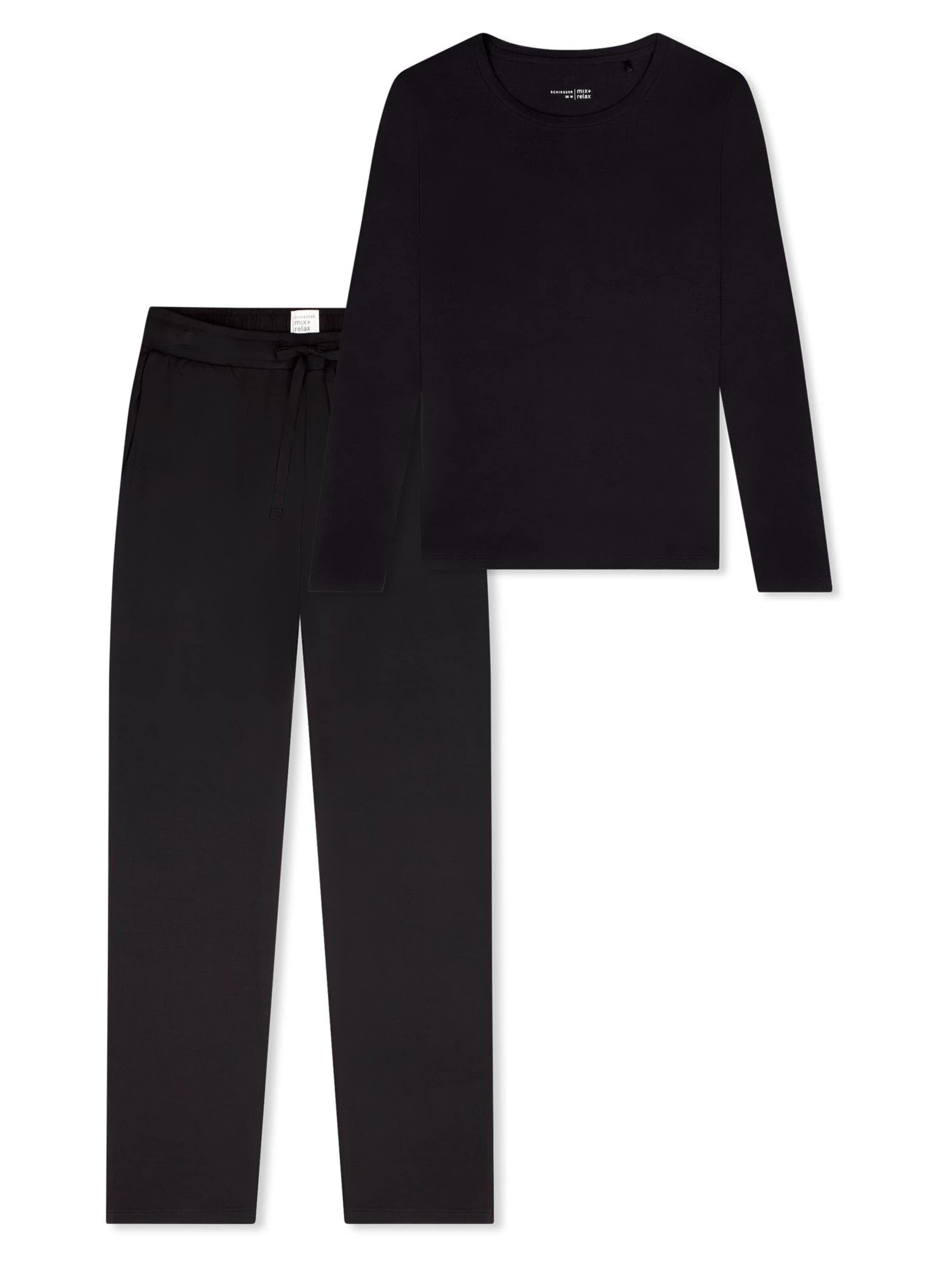 SCHIESSER Pyjama 'Mix & Relax'‌‌‌‌‌‌‌‌‌ in Schwarz: Vorderseite