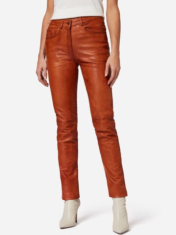 RICANO Slim fit Pants '9809' in Brown: front