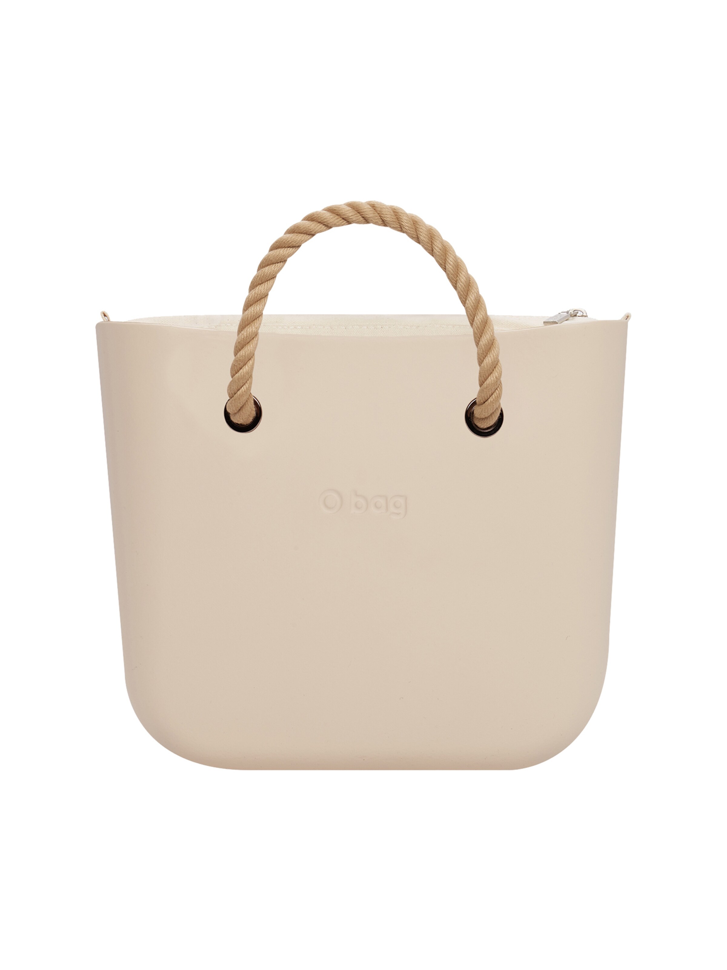 O bag Handbag in Beige: front