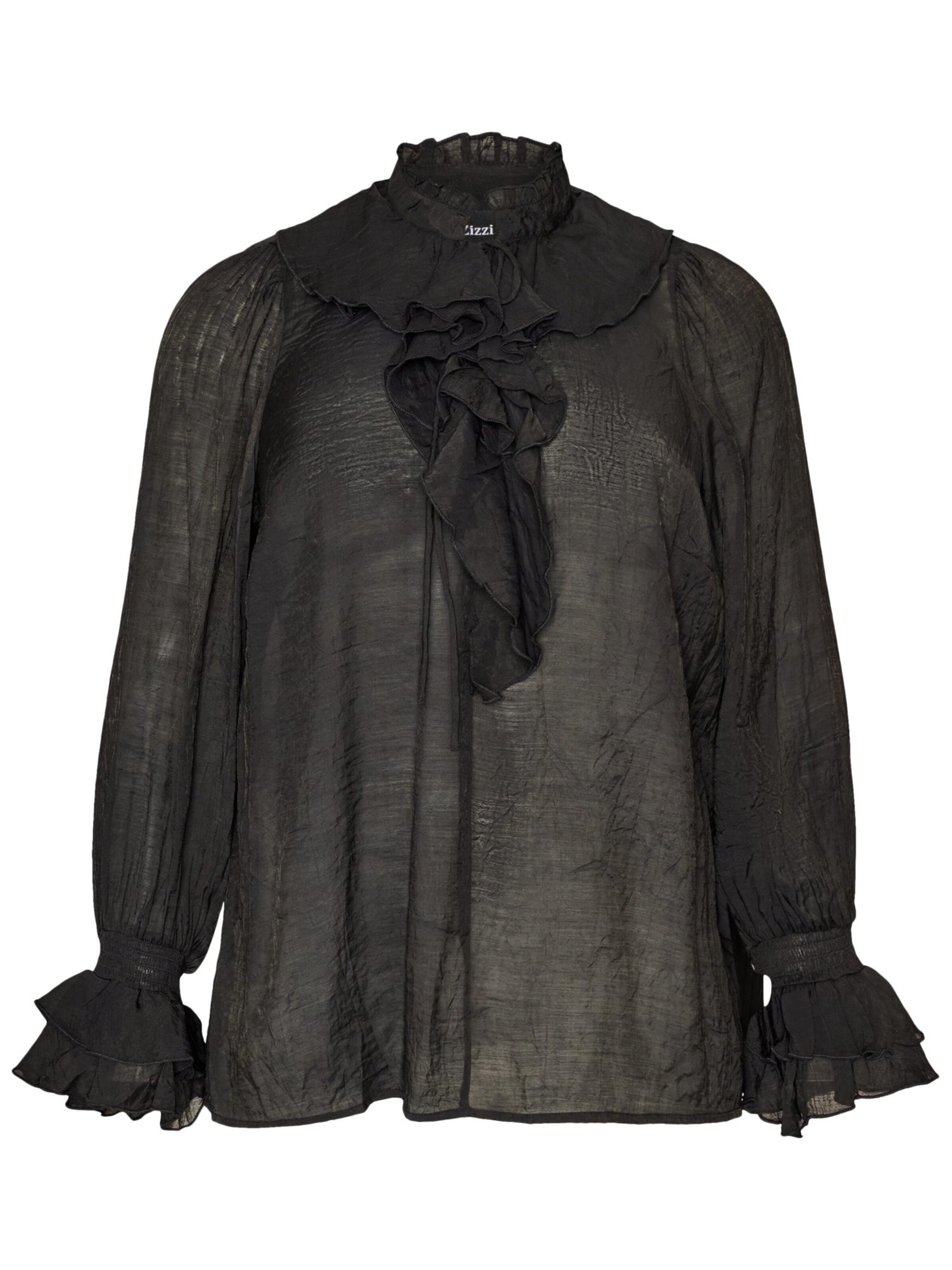 Camicia da donna 'Mifu' di Zizzi in nero: frontale