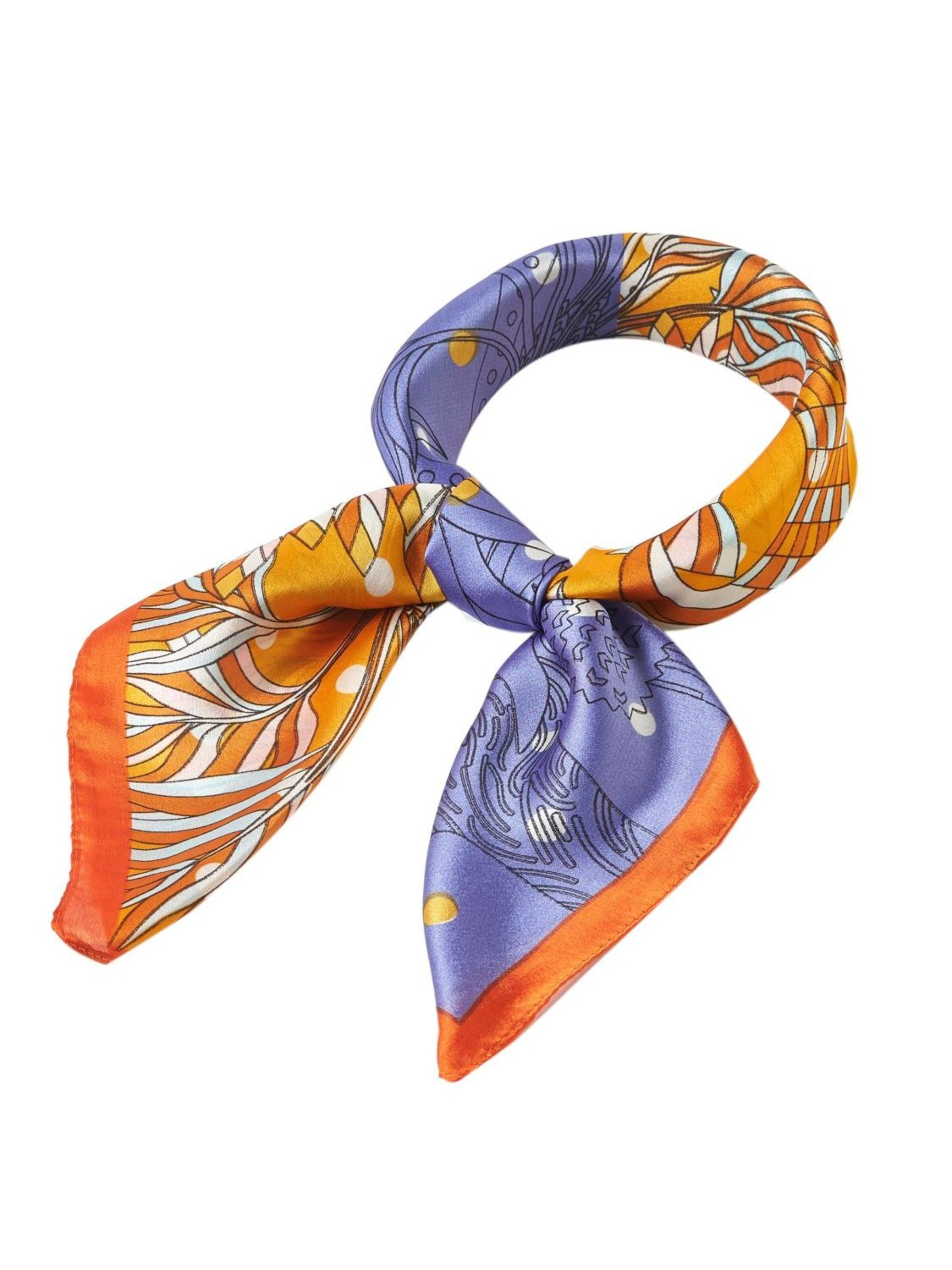 alberto cabale - Chal 'Petit carré de Soie Bigflower Cléo' en naranja