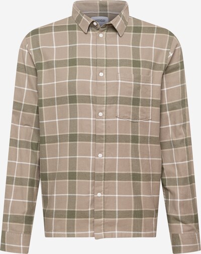 WEEKDAY Overhemd 'Wise' in de kleur Beige / Kaki / Wit, Productweergave