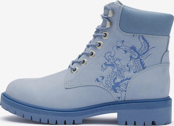 mėlyna Ed Hardy Suvarstomieji kulkšnis dengiantys batai 'Dancing Dragon': priekis