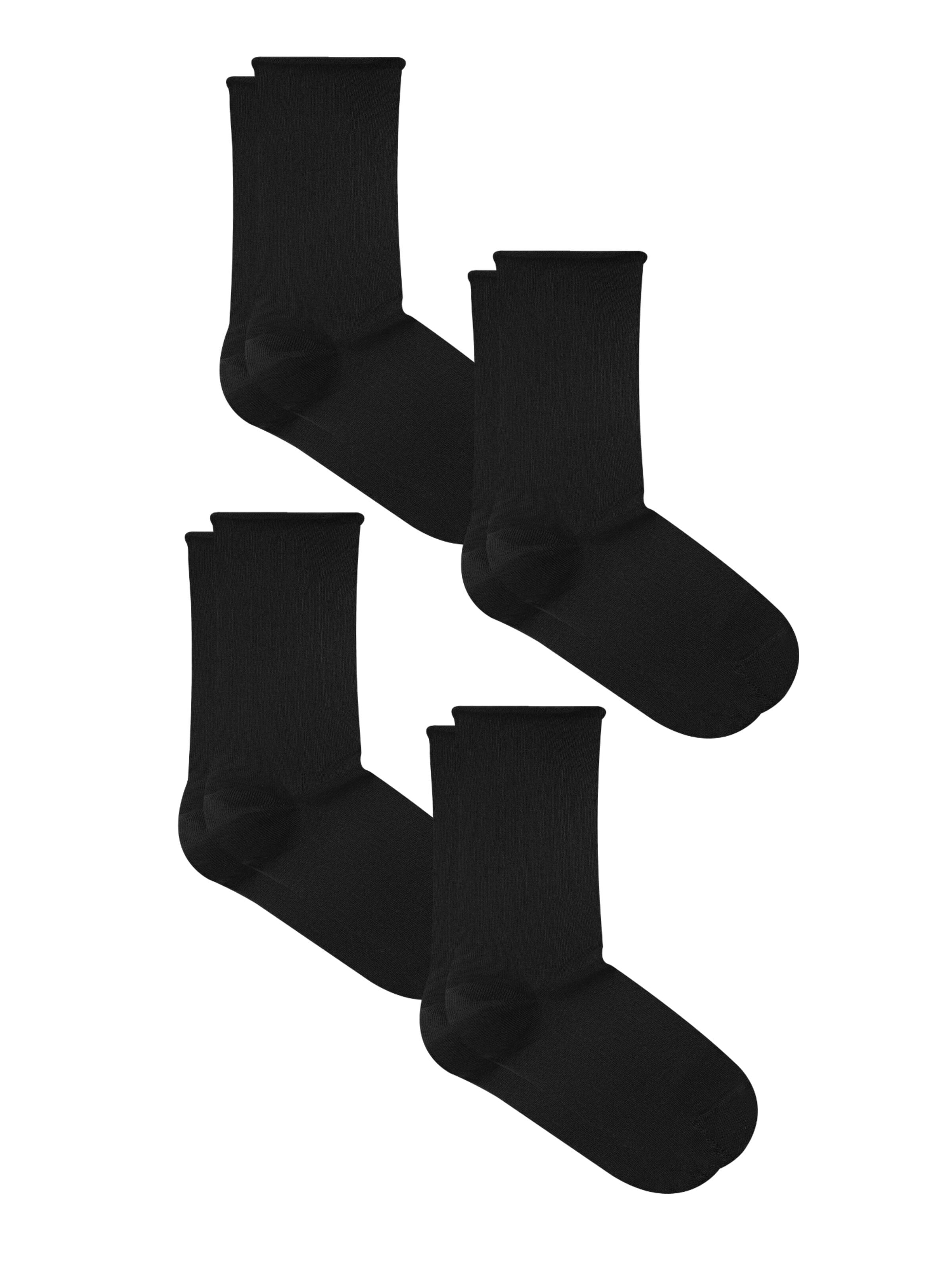 Albero Natur Socken 'Bio-Baumwoll-Socken mit Rollrand Unisex – 4er Pack'‌‌‌‌‌‌‌‌‌ in Schwarz: Vorderseite