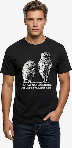 MAKAYA Shirt 'Ich hab mich umgesehen' in Black: front