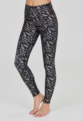 Athlecia Skinny Sportbroek 'Mist' in Bruin: voorkant