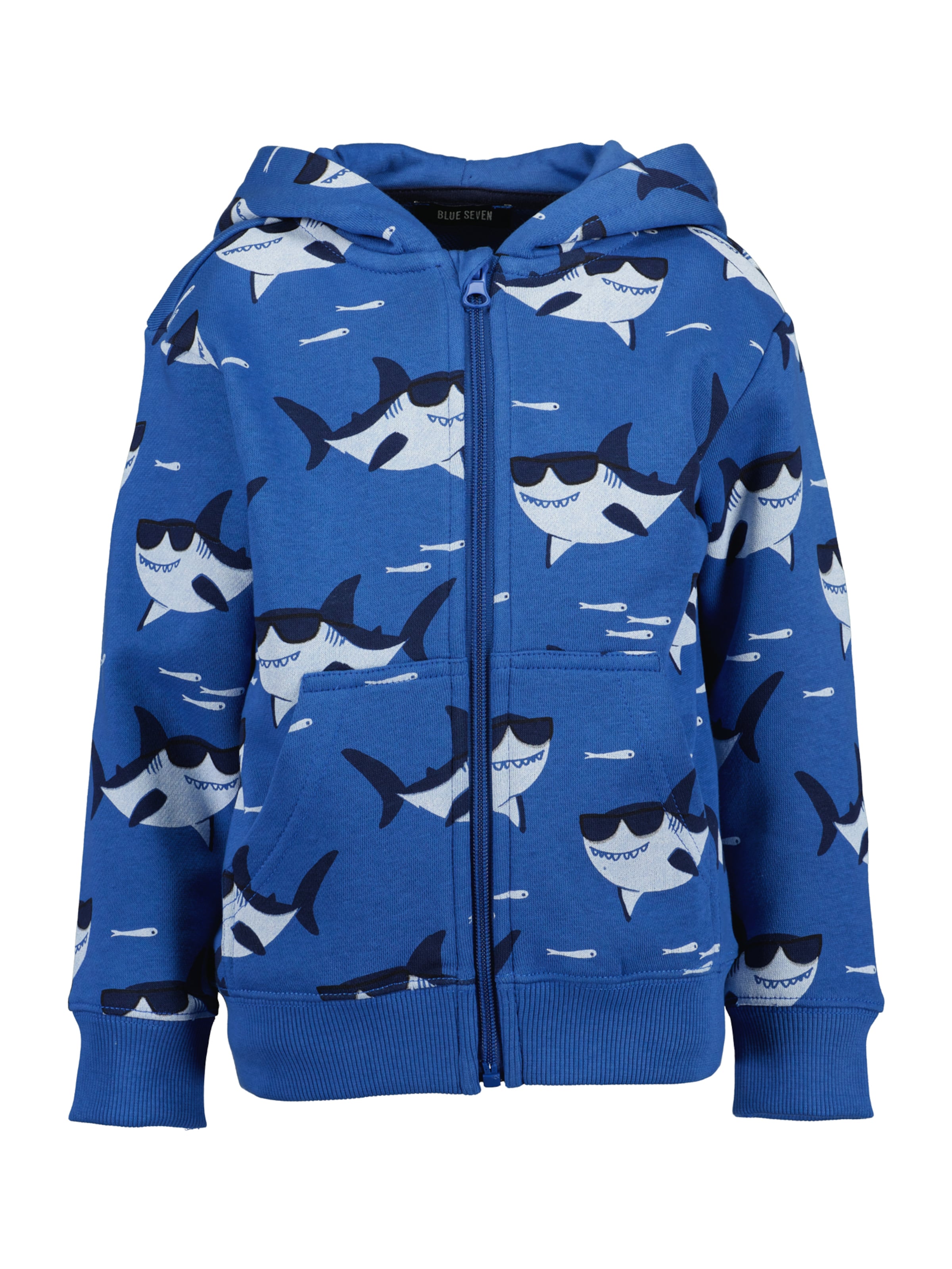 BLUE SEVEN Zip-Up Hoodie in Blue: front