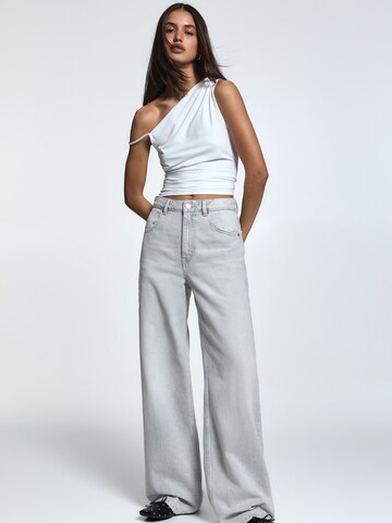 Pull&Bear Wide leg Jeans in Grijs