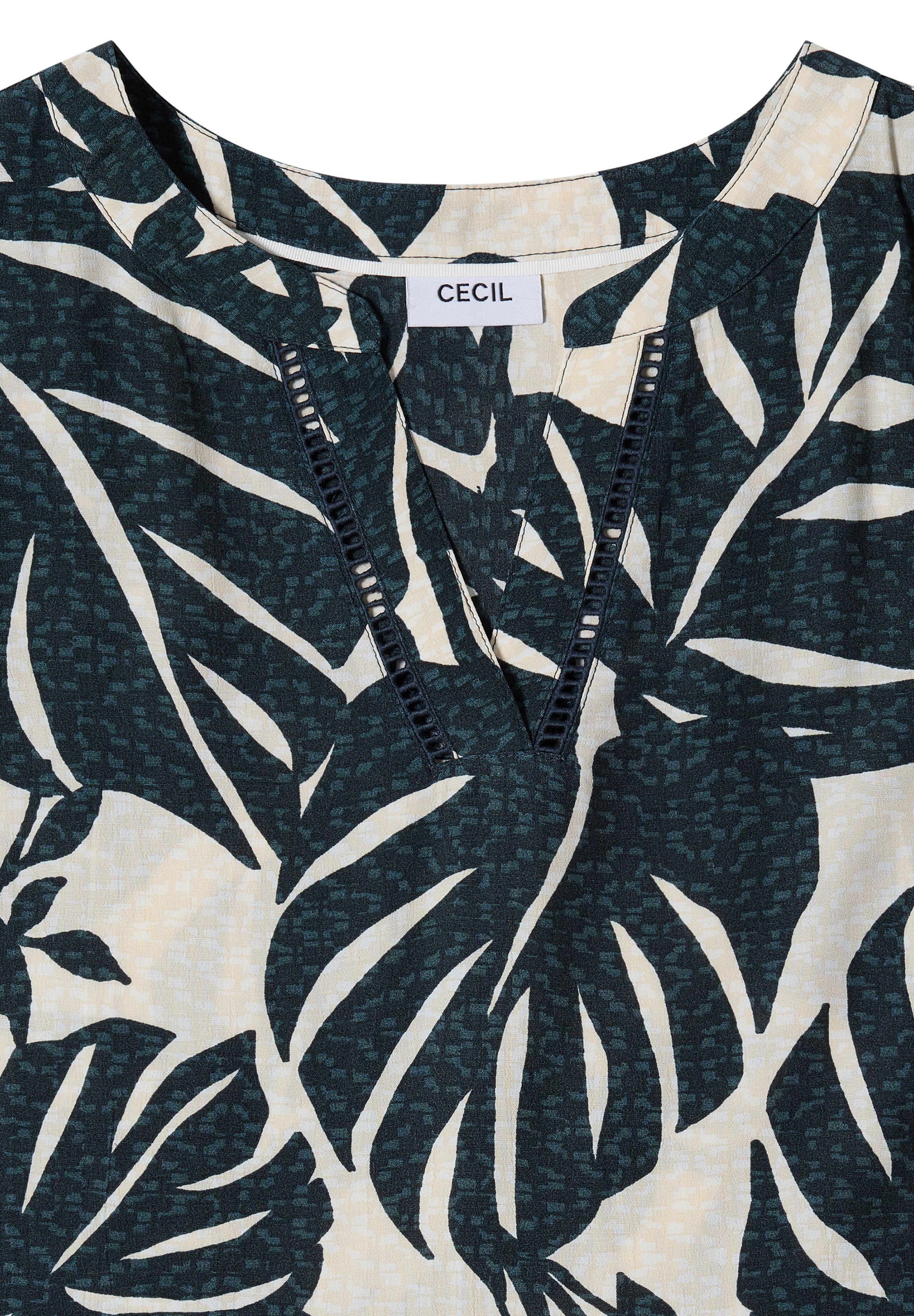 CECIL Midikleid mit Split Neck und Print in Grün