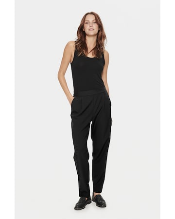 SAINT TROPEZ Regular Pleat-Front Pants 'Celest' in Black