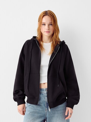 Giacca di felpa di Bershka in nero: frontale