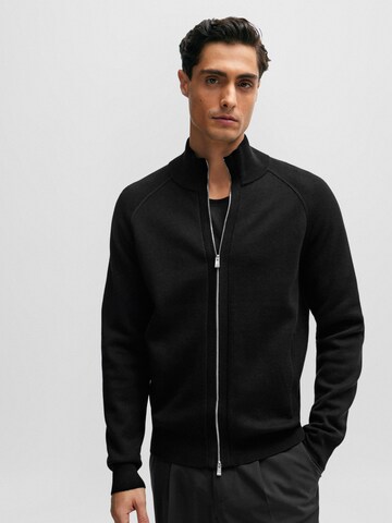 BOSS Knit Cardigan 'Perrone' in Black: front