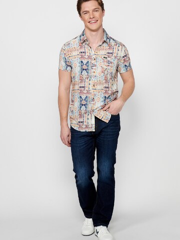 KOROSHI Regular fit Button Up Shirt in Beige