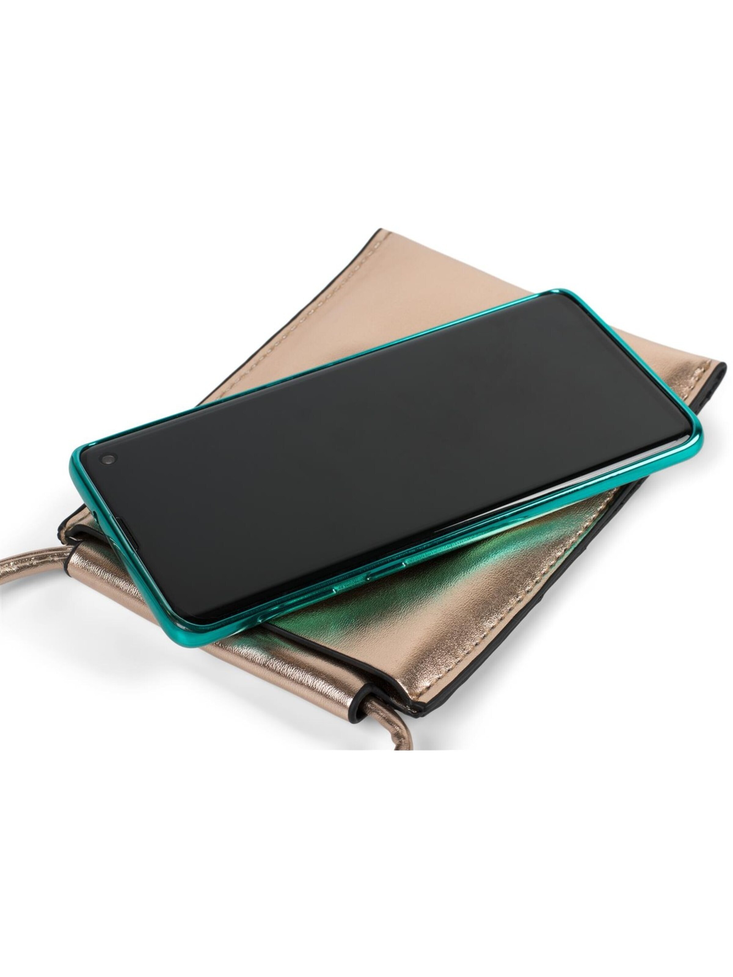 styleBREAKER Crossbody bag 'Handy Umhängetasche Metallic' in Gold