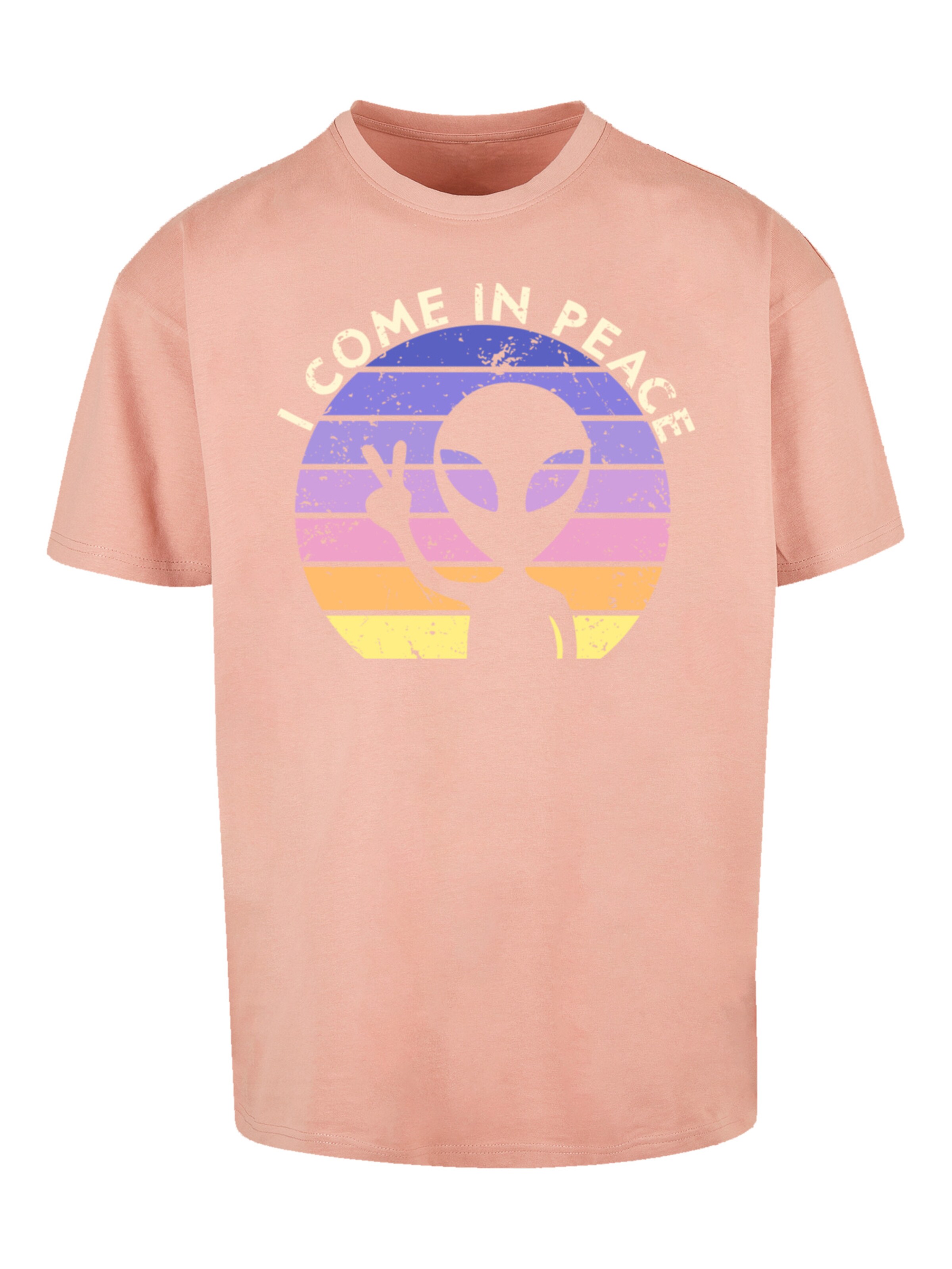 F4NT4STIC Shirt 'Alien Peace Sunset' in Roze: voorkant