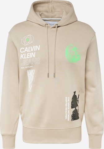 Calvin Klein Jeans Sweatshirt 'FUTURE FADE' i beige: framsida