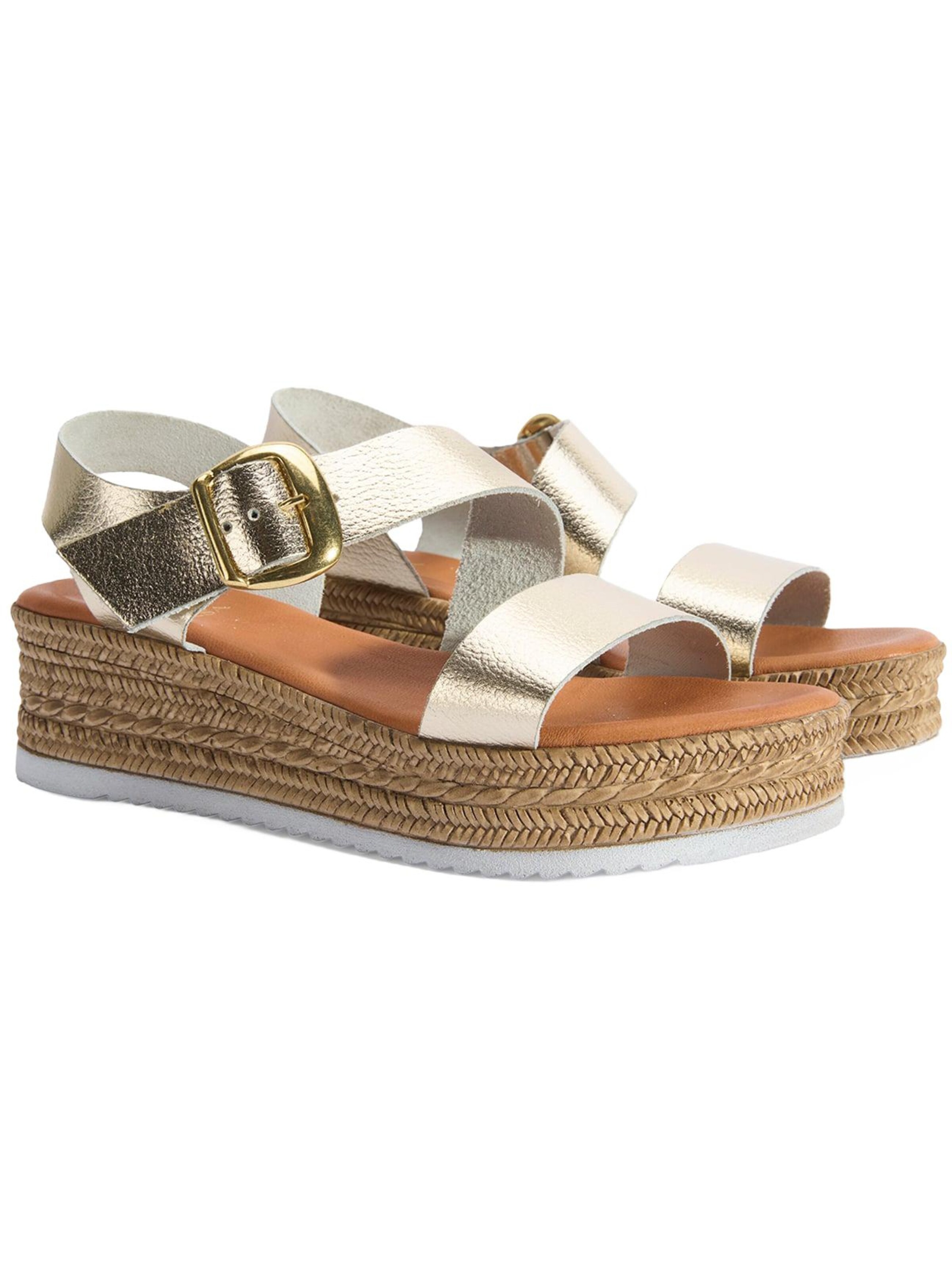 Desa Sandals 'Keilsandalen' in Gold: front
