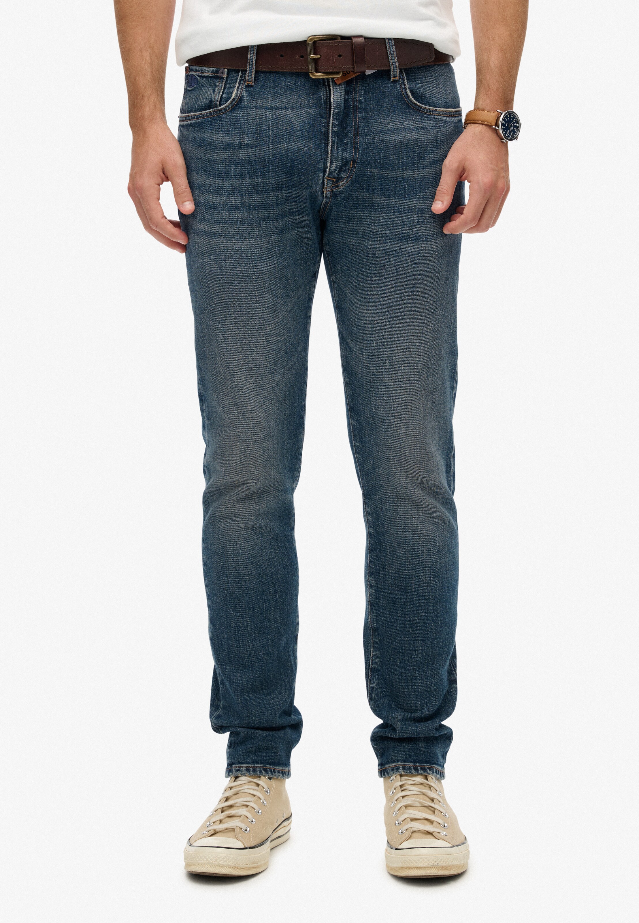 Coupe slim Jean Superdry en bleu : devant