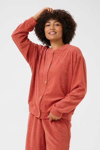 Veste de survêtement Cream en marron : devant
