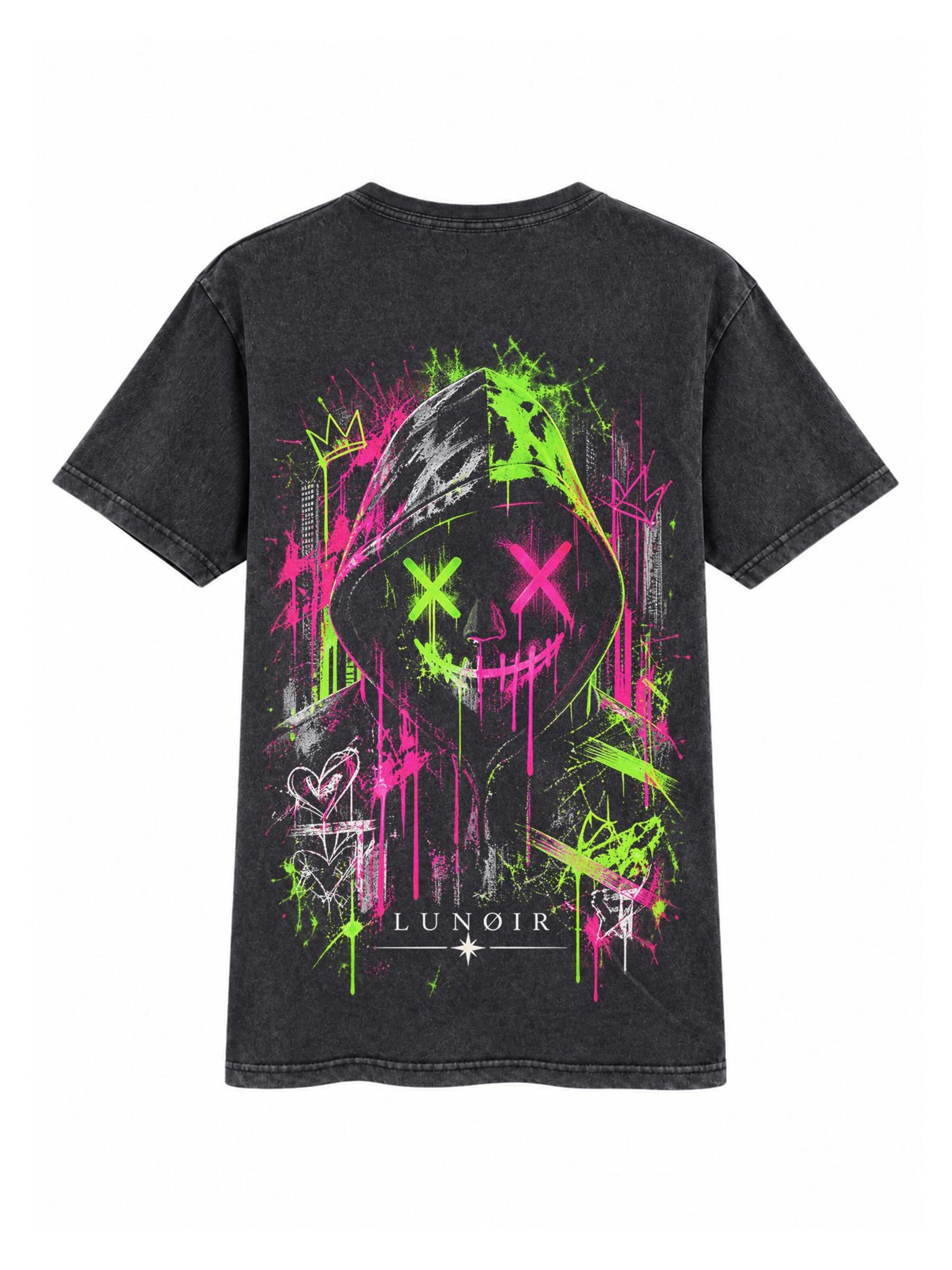 LUNØIR Studio Shirt 'Neon Phantom' in Black: front