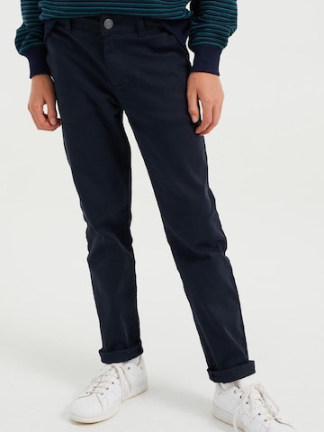 WE Fashion Slimfit Broek in Blauw: voorkant