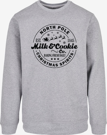 Sweat-shirt 'Milk and Cookie Bakery Retro Christmas Sign' F4NT4STIC en gris : devant
