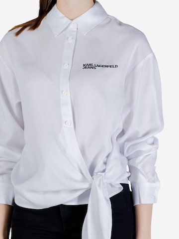 KARL LAGERFELD JEANS Bluse 'KLJ Tied Blouse B1W11026' i hvid