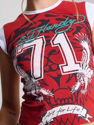 Ed Hardy Футболка 'Roaring Tiger' в Красный