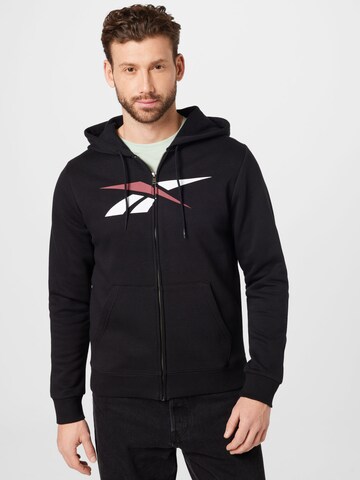 Reebok Sportsweatjacke in Schwarz: predná strana