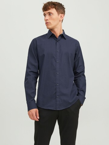 JACK & JONES Comfort fit Button Up Shirt 'BELFAST' in Blue: front