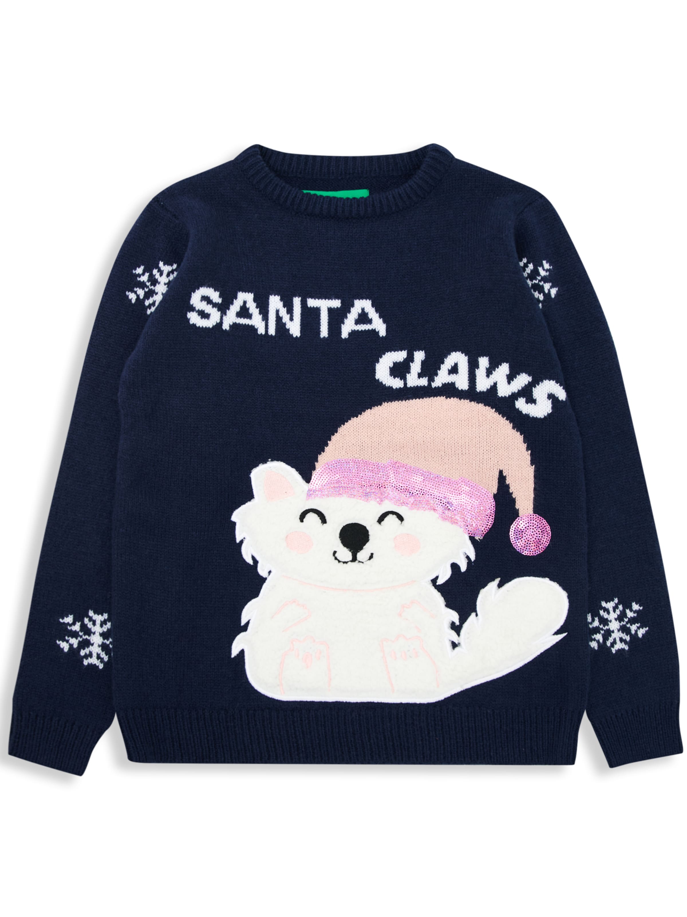 Threadgirls Pullover 'Xmas' in Blau: Vorderseite