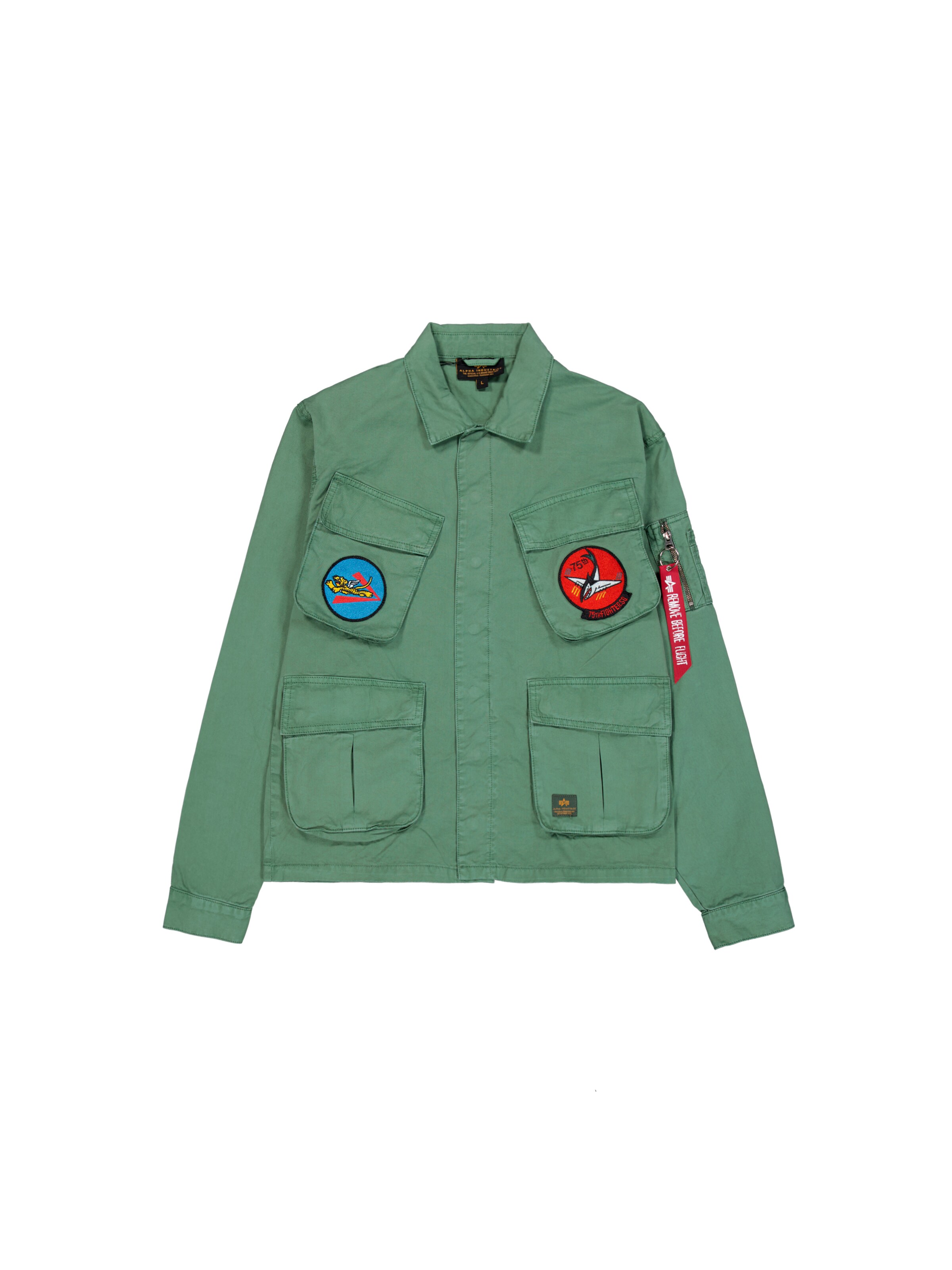 ALPHA INDUSTRIES Přechodná bunda 'Flying Tigers' – zelená: přední strana