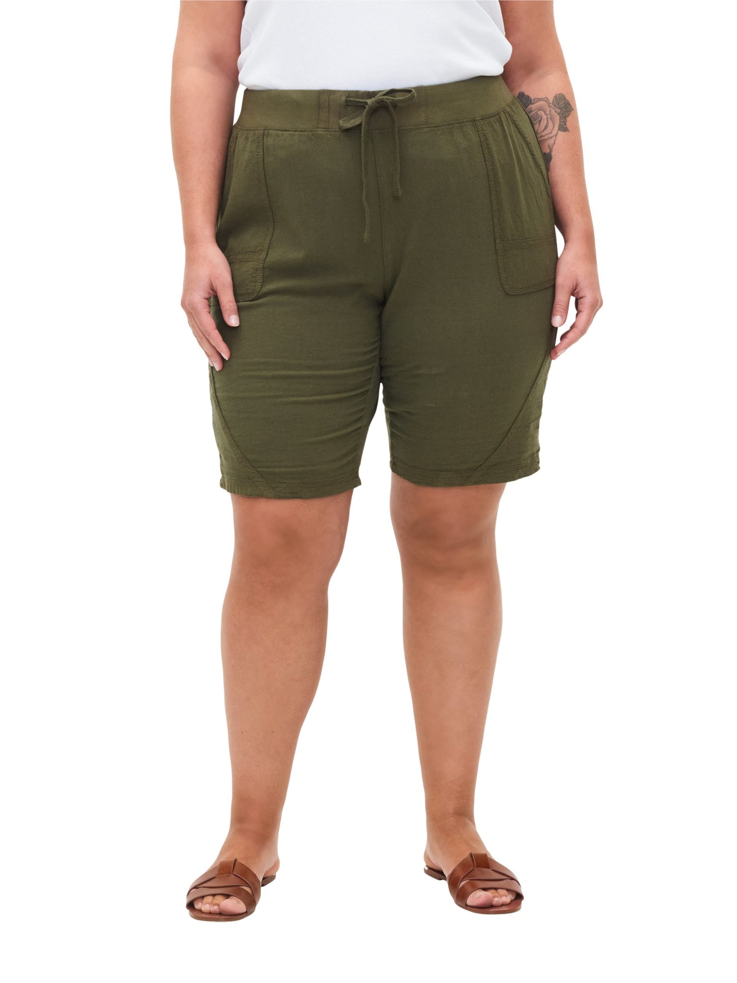 Zizzi Štandardný strih Nohavice 'Jeasy' - Zelená: predná strana