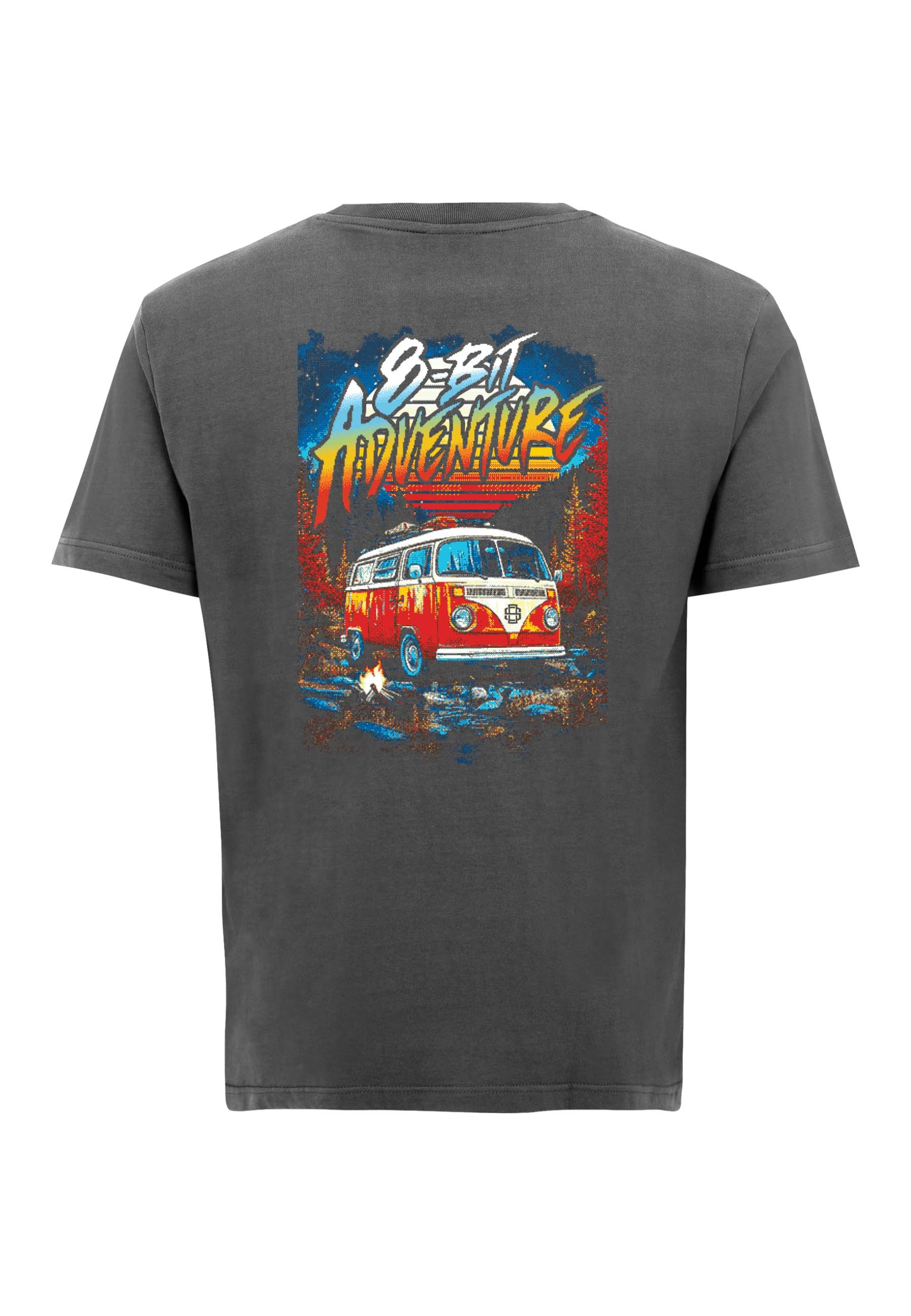Oldskull T-Shirt 'Retro Roadtrip Logo Graphic' in Grau: Vorderseite