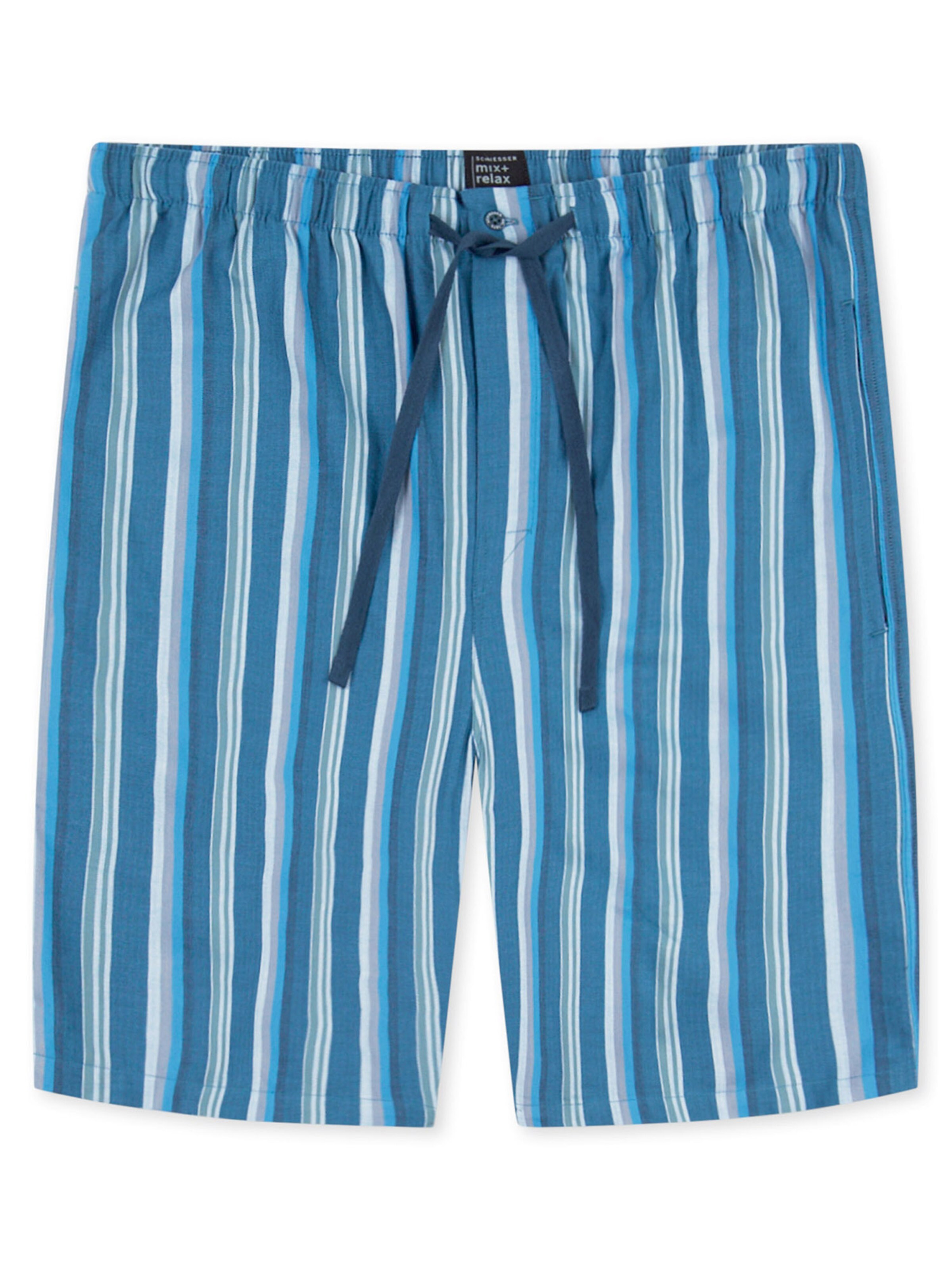 SCHIESSER Pyjamahose ' Bermuda - Mix + Relax ' in Blau: Vorderseite