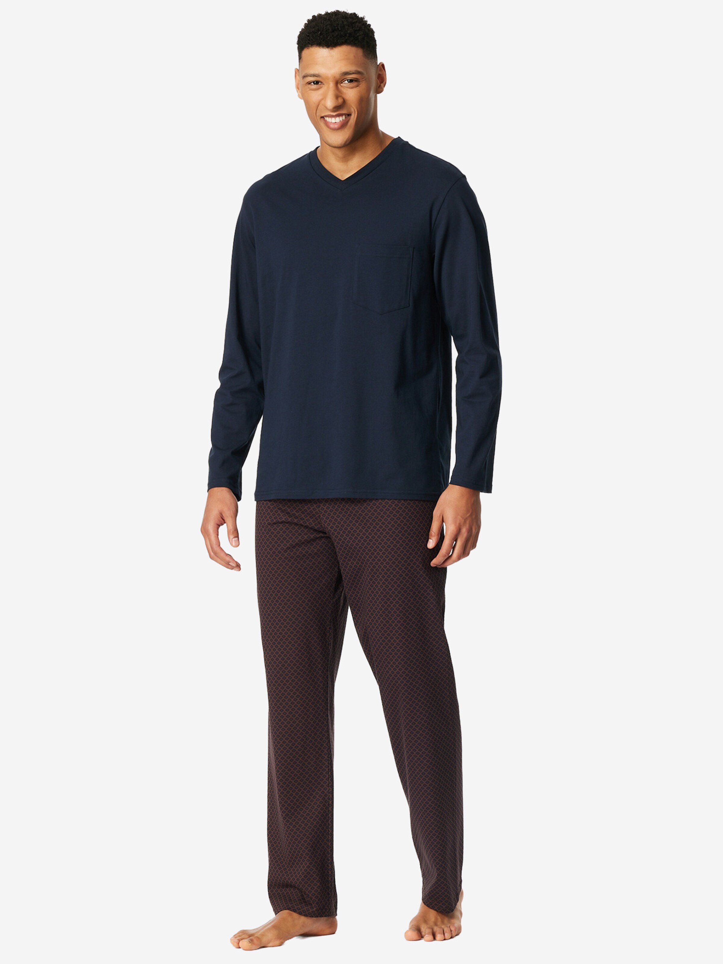 Pyjama long ' Comfort Essentials ' SCHIESSER en bleu : devant