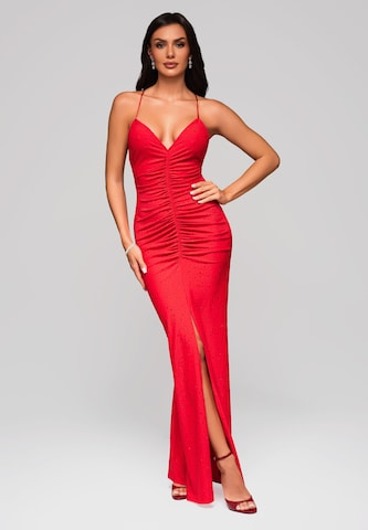 Ombre Avondjurk 'Donatella' in Rood: voorkant