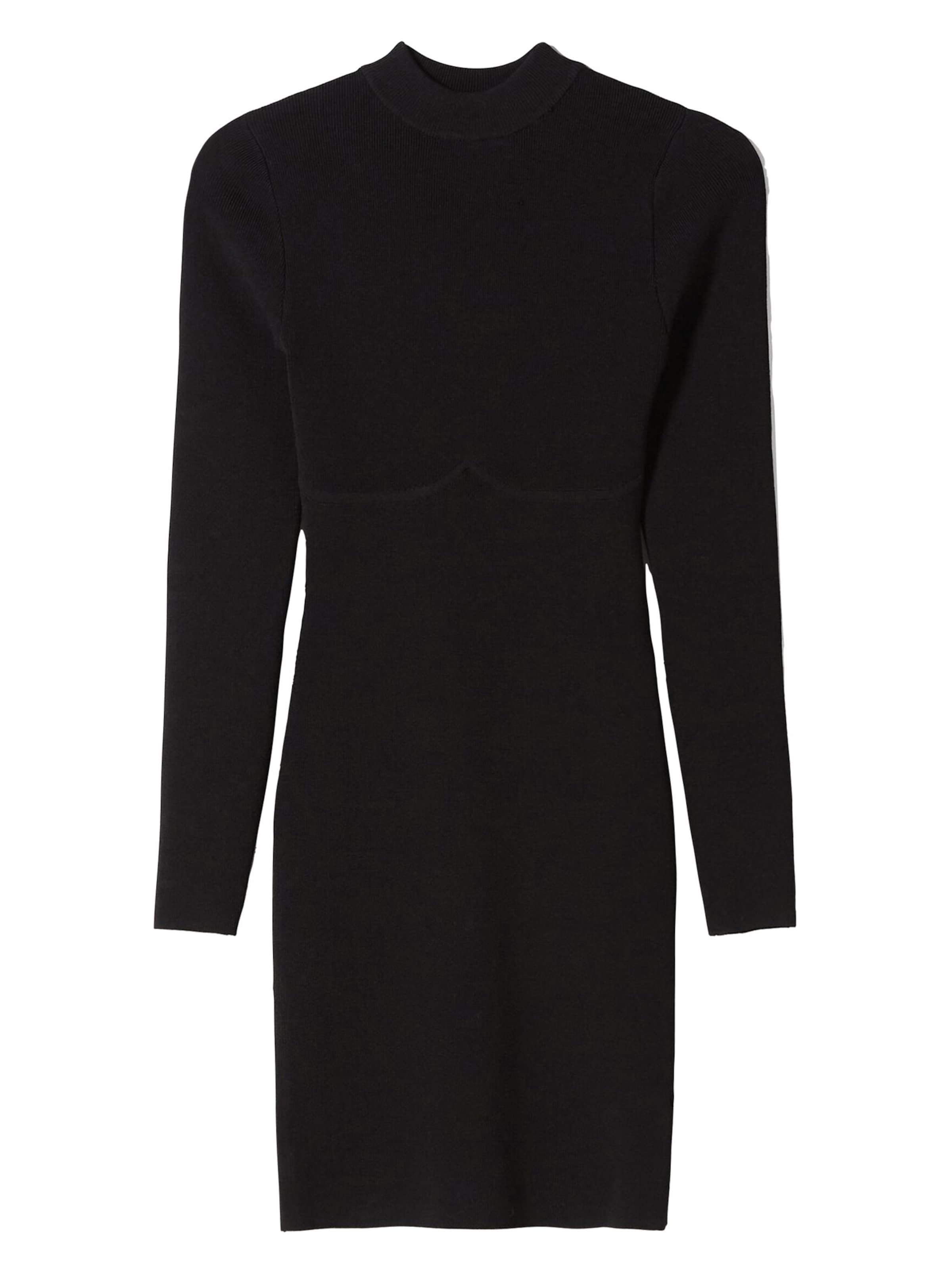 Bershka Strikkjole i sort: forside