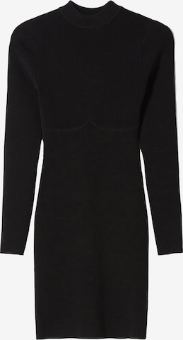 BershkaPletena haljina - crna boja: prednji dio