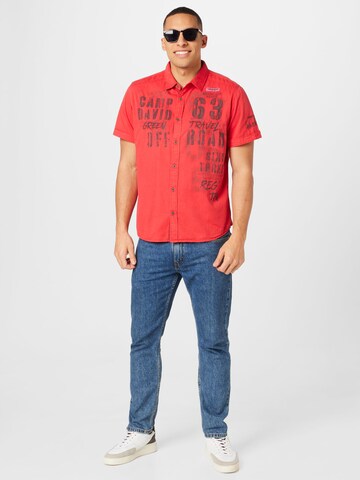 CAMP DAVID Regular fit Button Up Shirt in Red